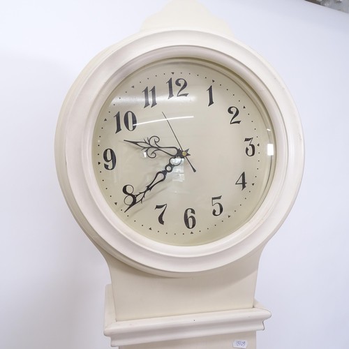 2047 - A modern cream painted longcase clock with quartz movement, W48cm, H195cm