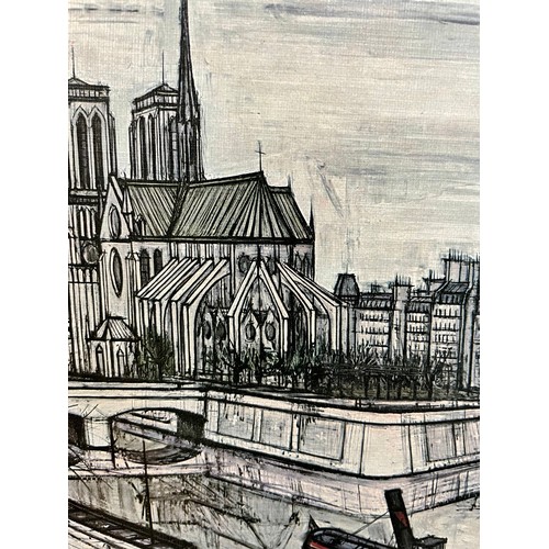 1909 - Bernard Buffet, print, Parisian river view, framed, 31cm x 38cm