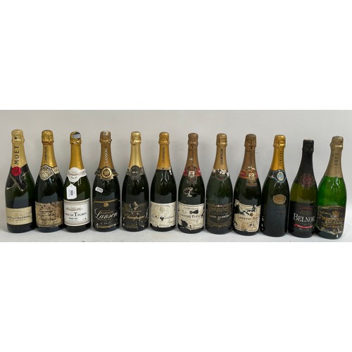 486 - 12 bottles of various Champagne and other sparkling wine, including Moet and Lanson