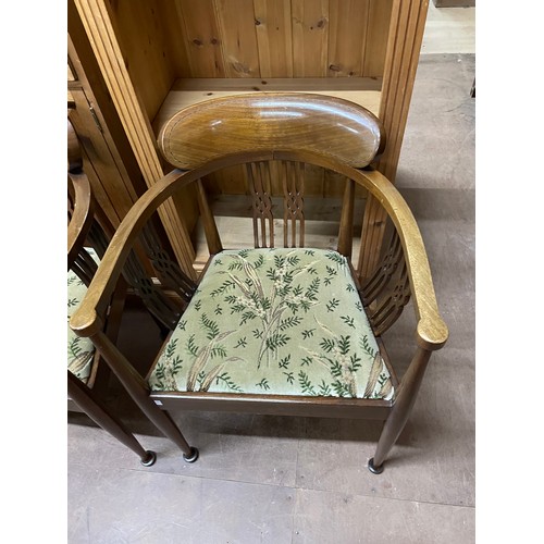 2127 - A pair of Edwardian Arts and Crafts Glasgow School style tub armchairs