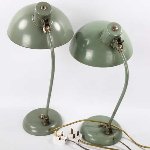 1523 - 2 mid-century Bauhaus design desk lamps in the manner of CHRISTIAN DELL, tallest 50cm