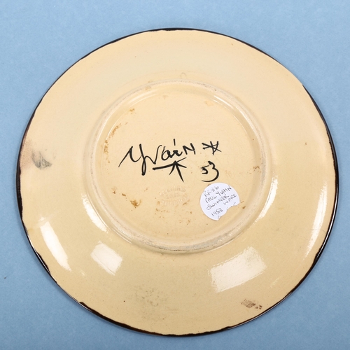 1528 - PAUL YVAIN a 1953 Quimperware plate, signed and dated, diameter 25cm
