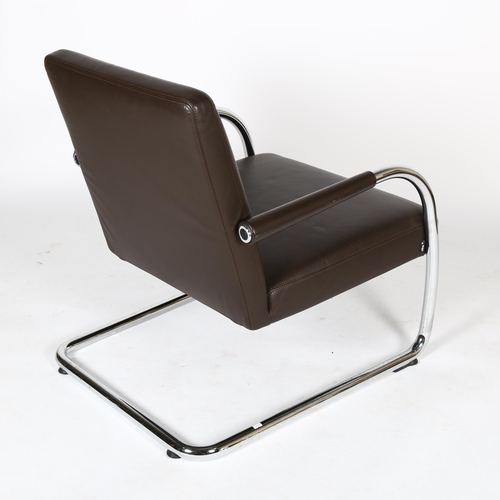 1575 - ANTONIO CITTERIO, a VITRA Visalounge brown leather cantilever lounge chair with maker’s labels, desi... 