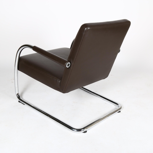 1576 - ANTONIO CITTERIO, a VITRA Visalounge brown leather cantilever lounge chair with maker’s labels, desi... 