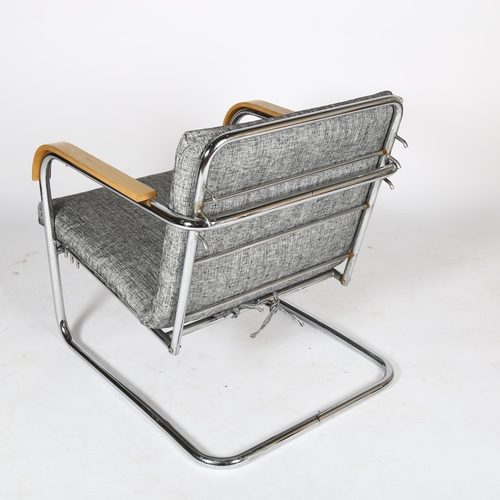 1578 - BIGLA, a 1930s Bauhaus tubular steel adjustable cantilever lounge chair, model R363/R1204 by WERNER ... 