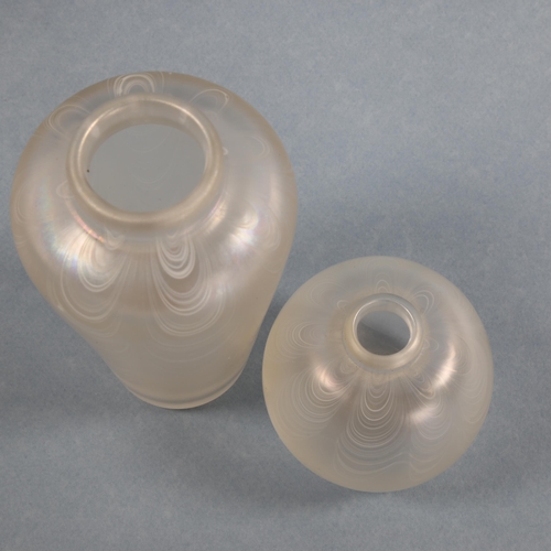 1582 - **DESCRIPTION CHANGE** 2 pieces of opalescent studio glass vases, signed to base, *