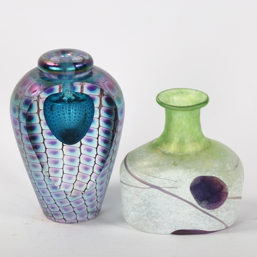 1614 - 2 studio glass bottles, BERTIL VALLEIN and TOM PHLABUM, both signed to base, tallest 10cm