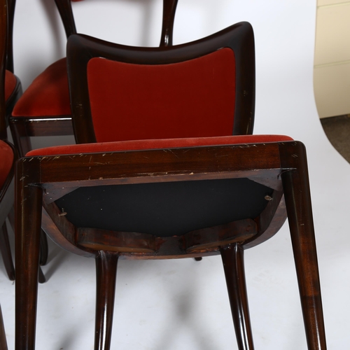 1615 - PAOLO BUFFA (1903-1970) - A set of 8 walnut dining chairs circa 1940 with recent velvet upholstery, ... 