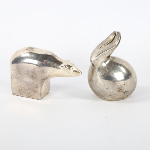 1617 - Two DANSK Design metal animal paperweights, tallest 6cm