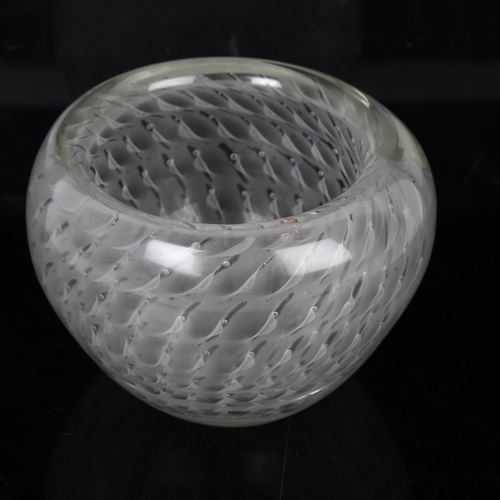 1641 - A mid-century thick walled bubble glass bowl, rubbed makers name to base possibly NUUTAJARVI NOTSO '... 