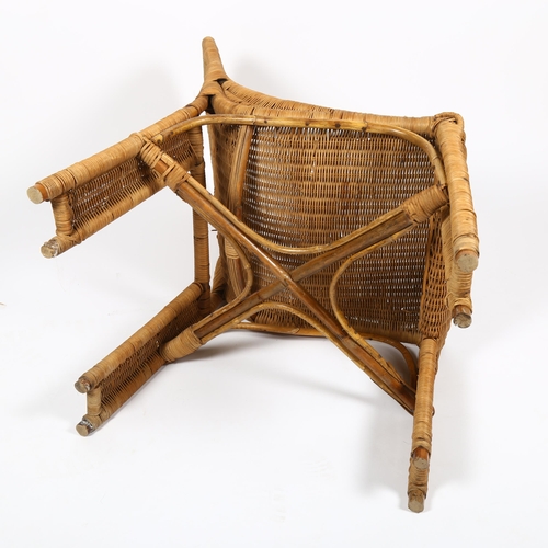 1643 - A 1950s French wicker chair in the manner of LOUIS SOGNOT, height 85cm