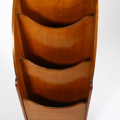 1645 - A mid-century Liberty style satinwood waterfall magazine rack, height 101cm