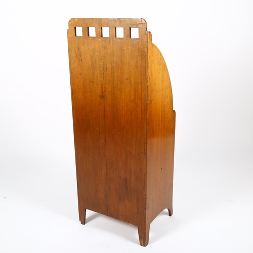 1645 - A mid-century Liberty style satinwood waterfall magazine rack, height 101cm