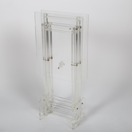 1652 - A pair of mid-century perspex folding side tables on storage stand, height 70cm