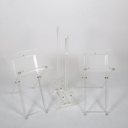 1652 - A pair of mid-century perspex folding side tables on storage stand, height 70cm