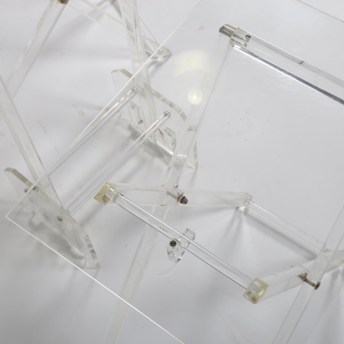 1652 - A pair of mid-century perspex folding side tables on storage stand, height 70cm