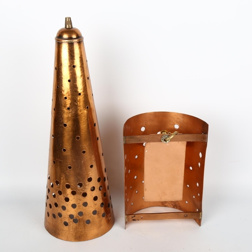 1657 - An Italian copper wall light and ceiling shade, shade height 43cm