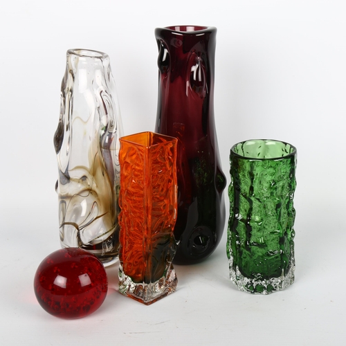 1658 - 4 pieces of WHITEFRIARS Glass including a GEOFFREY BAXTER bark vase, and one other vase (5)