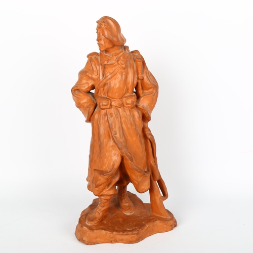 1660 - RUDOLF HLAVICA, (1897-1971), a terracotta pottery sculpture of a soldier by Pexider, Czechoslovakia,... 