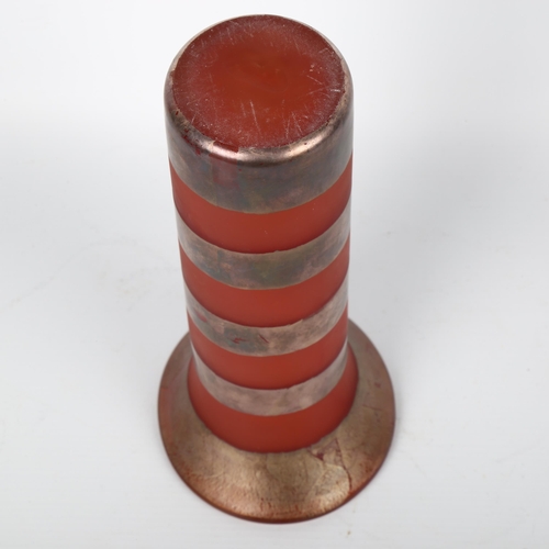 1665 - ADAM AARONSON, Aaronson Noon red and silver overlay trumpet vase, unsigned, height 23cm