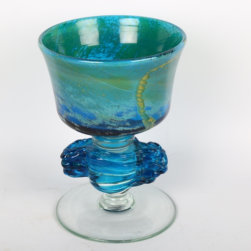 1681 - A large hand made stemmed glass, signed and dated 1998, height 18cm