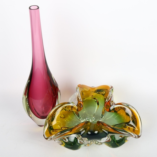 1688 - Two pieces of mid-century Murano glass, unsigned, tallest 29cm