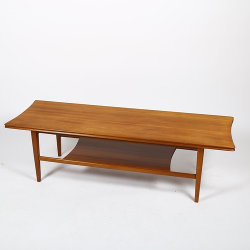 1692 - RICHARD HORNBY for FYNE LADYE, a mid-century afromosia coffee table, 121 x 41cm height 38cm