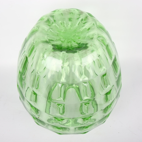 1696 - A large mid-century green glass vase, with pontil marks to base, height 30cm