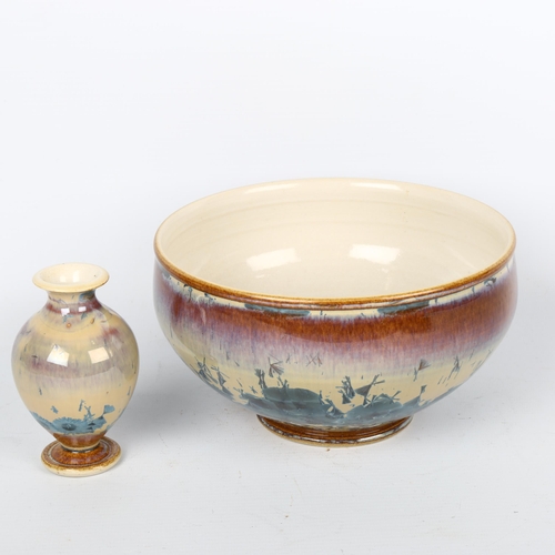 1704 - L’ATELIER DU BOL DORE, France, a crystalline glaze studio pottery bowl and small vase, diameter bowl... 