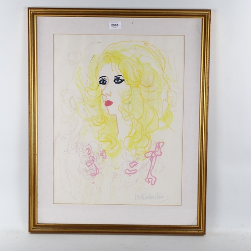 2063 - Muriel Pemberton (1909 - 1993), crayon/pastel, portrait of a woman, signed, 54cm x 40cm, framed