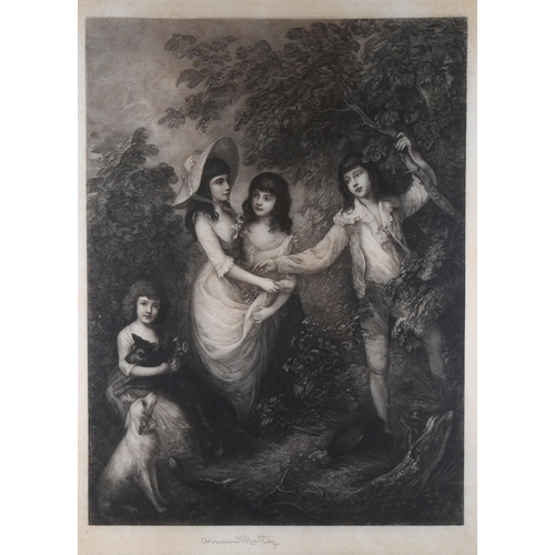 2065 - Armand Mathey after Gainsborough, engraving, nut gatherers, signed in pencil, published by Agnew & S... 