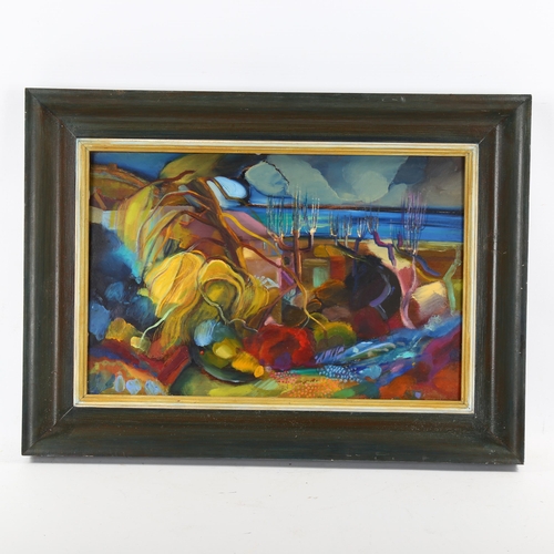 2067 - Angela Braven, oil on panel, Hastings garden, 24cm x 37cm, framed