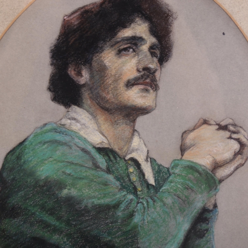 2071 - Early 20th century charcoal/pastel portrait of a man, unsigned, 30cm x 23cm, framed