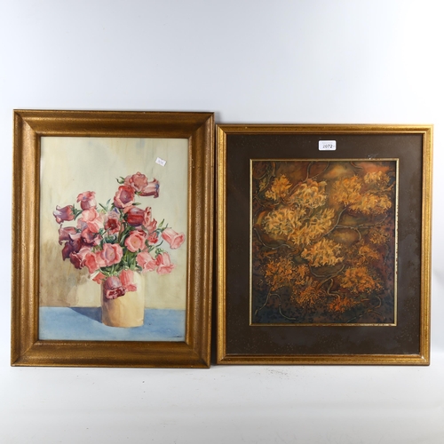 2072 - 4 watercolour still life studies, including works by Beryl Roberts, E Tregear, Enid Western and P La... 