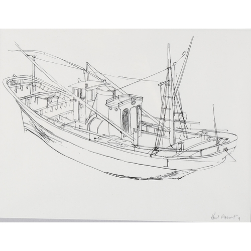 2078 - Paul Mount (1922 - 2009), 2 pen and ink sketches, harbour scenes, signed and dated, 29cm x 35cm, fra... 