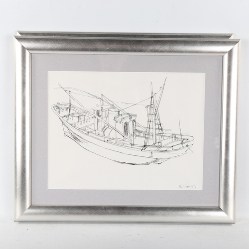 2078 - Paul Mount (1922 - 2009), 2 pen and ink sketches, harbour scenes, signed and dated, 29cm x 35cm, fra... 