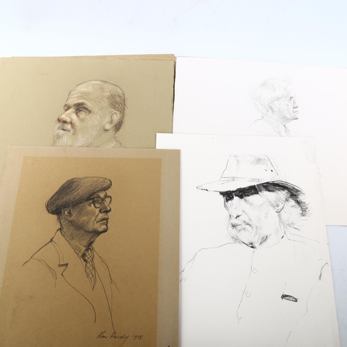 2100 - A folder of modern British pencil and ink portraits