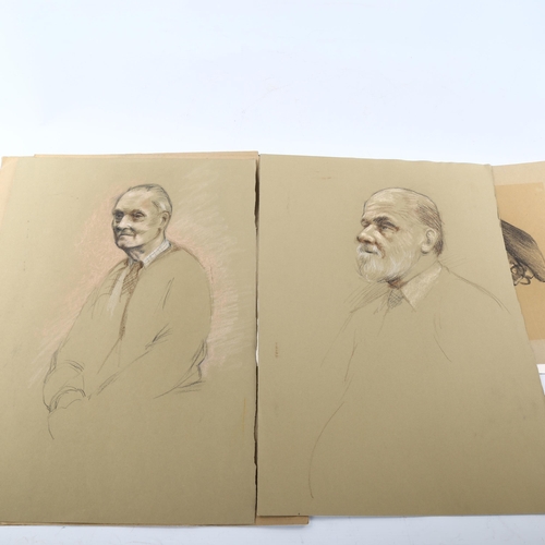 2100 - A folder of modern British pencil and ink portraits