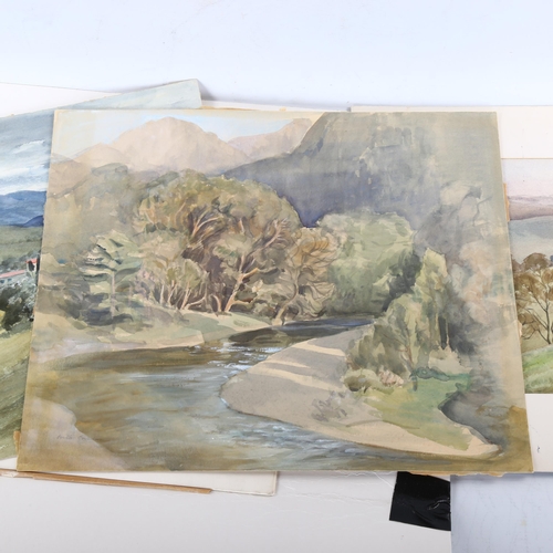 2102 - A folder of modern British watercolours, various artists