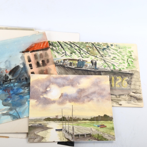 2102 - A folder of modern British watercolours, various artists