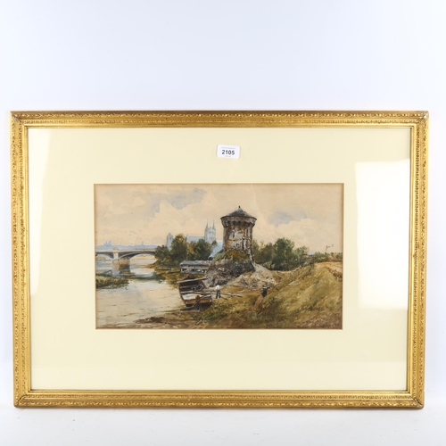 2105 - Thomas Bush Hardy, 19th century watercolour, river scene, signed and inscribed, 25cm x 42cm, framed