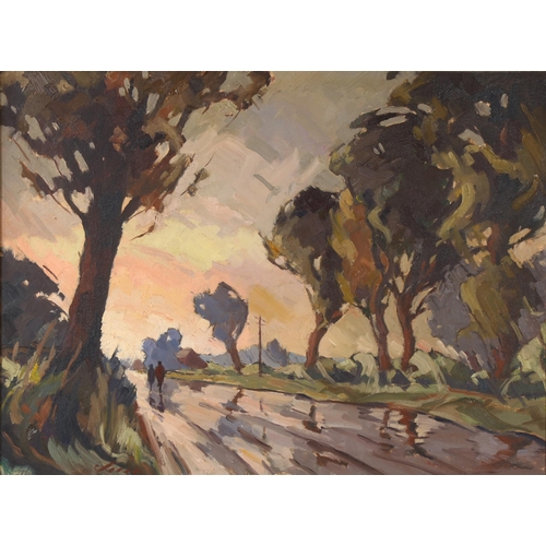 2107 - C S Kind, mid-20th century oil on board, after rain, signed, 45cm x 60cm, framed