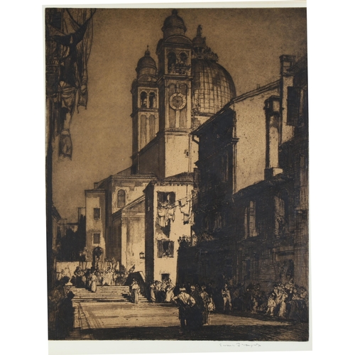 2114 - Frank Brangwyn, engraving, Santa Maria, signed in pencil, image 55cm x 44cm, framed