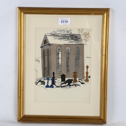 2118 - John Piper (1903-1992), lithograph in colours on paper, Welsh Chapel, 1935, from a collage, 20cm x 1... 