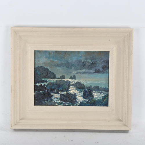 2120 - Lamorna Birch (1869-1955), oil on canvas, Sunlight on Rocky Coast, signed, 17cm x 23cm, framed and g... 