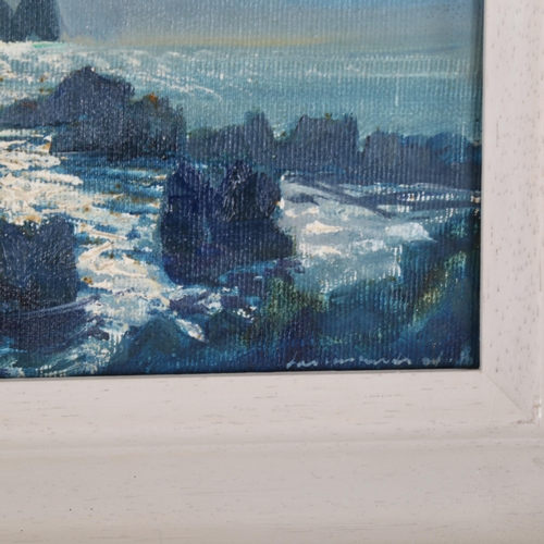 2120 - Lamorna Birch (1869-1955), oil on canvas, Sunlight on Rocky Coast, signed, 17cm x 23cm, framed and g... 