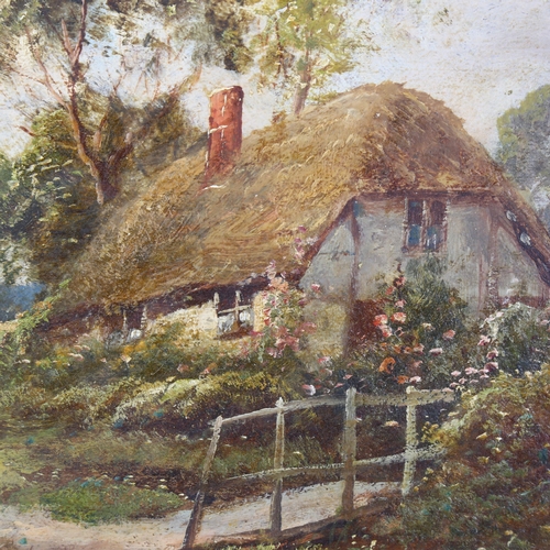 2147 - 19th/20th century oil on board, cottage in a landscape, unsigned, 26cm x 36cm, framed