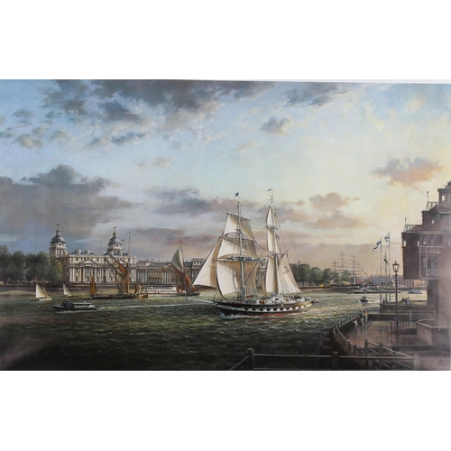 2150 - Robert Back RA, colour print, the Thames at Greenwich, artist's proof, signed in pencil, image size ... 