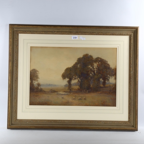 2154 - Albert Ernest Brockbank (1862-1958), watercolour of sheep herding, signed, 15