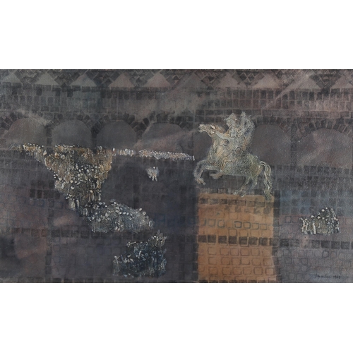 2157 - J Martin, mixed media, abstract, signed and dated 1963, 11